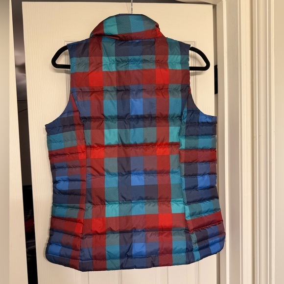 Lands’ End Women's Plaid Down Puffer Vest Size S Red Blue Full Zip - Picture 5 of 6